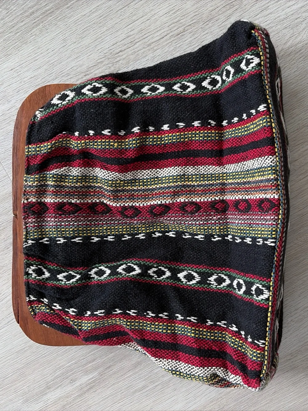 Woven Clutch Boho Hippie Purse Handbag Made in India Wooden Closure